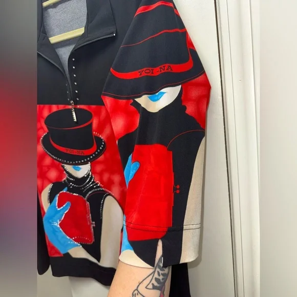 Vintage 80s quarter sleeve tee w rhinestones - Picture 5 of 6